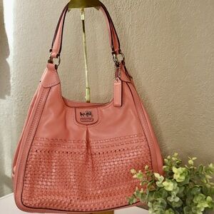 Coach Blush Woven Leather Shoulder Bag